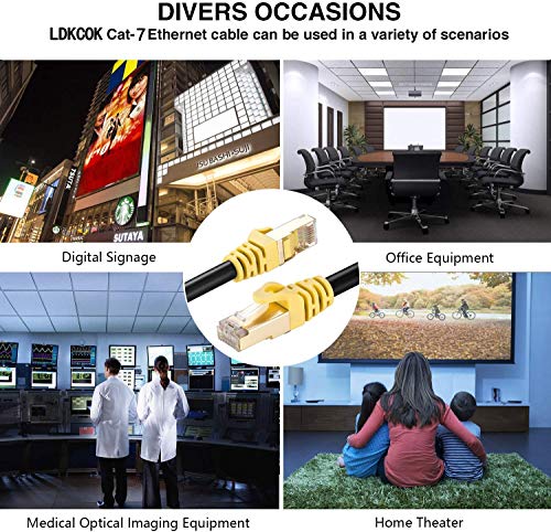 Cat 7 Internet Cable 300Ft, Cat7 Outdoor Ethernet Cable 300 Ft, Ldkcok. 26Awg Heavy-Duty Cat7 Networking Cord Patch Cable Rj45 Transmission Speed 10Gbps,Transmission Bandwidth 600Mhz Lan Wire #TOP6