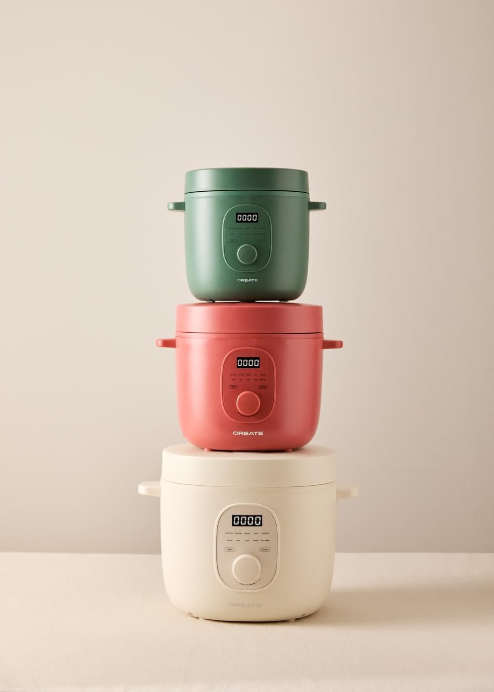 CREATE/RICE COOKER STUDIO/Arrocera eléctrica multifunción 1,2L blanco roto/Programable hasta 24h, con cesta vaporera, prepara tartas, guisos o sopas, función de mantener el calor, 300W