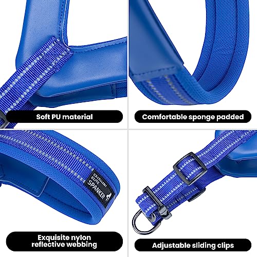EXCELLENT ELITE SPANKER No Pull Hundegeschirr Step-in einstellbare reflektierende Weste weich gepolstert leicht Haustier Brustgurt mit Leine Clips für kleine mittlere große Hunde(S-BLU)