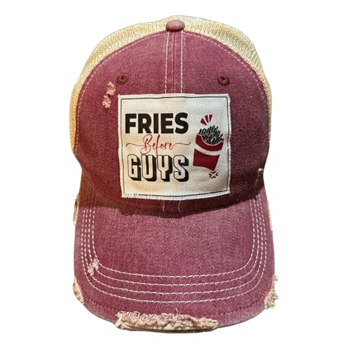 Popfizzy Funny Trucker Hat, Girl Power, Relationship Gifts, Girl Code Gift, Girl Boss Gifts, Breakup Gift (Fries Before Guys)