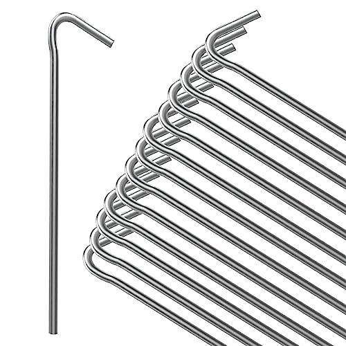 ANSIO Tent Pegs Pack of 20 Galvanised Metal Pegs 4mm x 9 inch Heavy Duty Camping Ground Pegs Ideal for Camping Hiking Traveling Beach and Outdoor