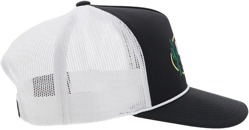 HOOEY Cactus Ropes Circle Patch Trucker Hat for Men – Adjustable Snapback Mesh Baseball Cap - Western Work & Casual Wear
