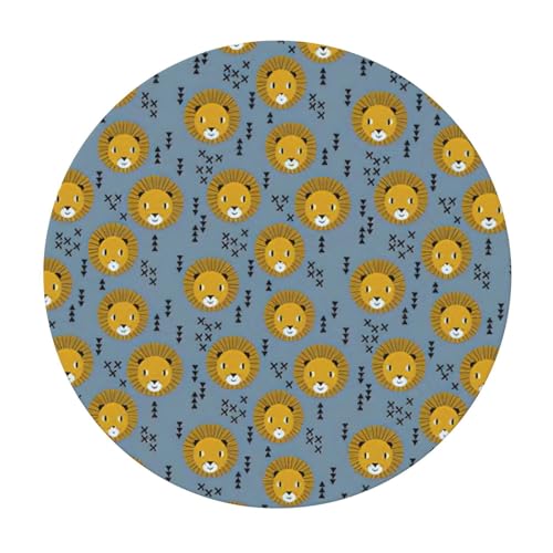 Nappe ronde imprimé tête de lion enfants imperméable résistante taches - 3
