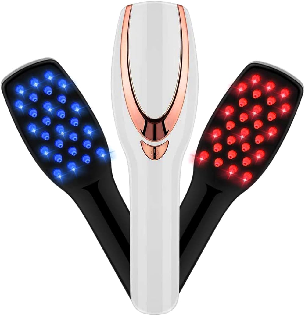 YARDHOBI Electric Cordless Hair Scalp Massager, 3 in 1 Phototherapy Massage Comb, Handheld Portable Head Scratcher Massager, Scalp Stress Relax, for Hair Growth, Deep Clean and Stress Relax (White)