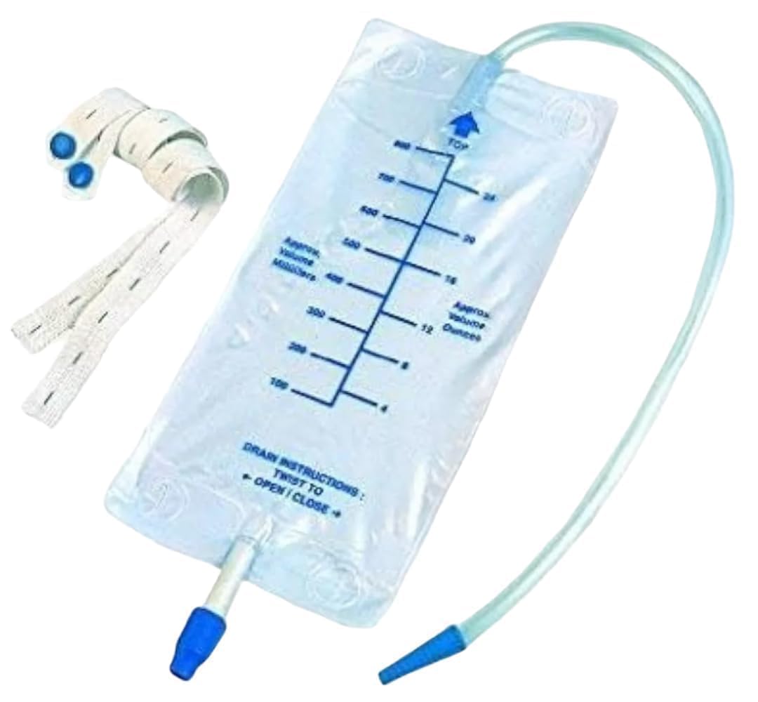 URO-Care Leg Bag Set DB-1060L – 800 ml Capacity with Non Return Valve, Comfortable Leg Bag for Daily Urine Collection Use || (Pack of 3)-image-18