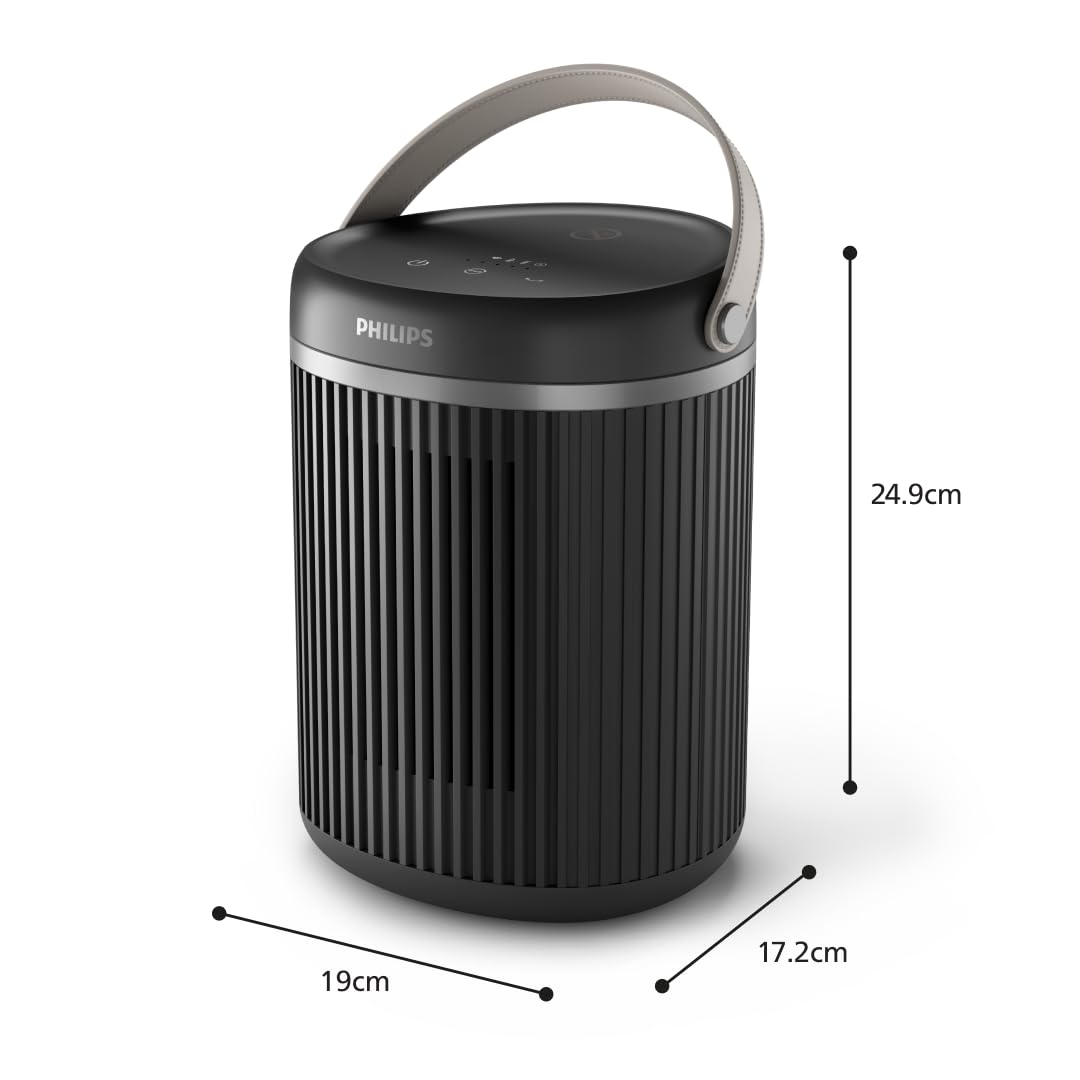 Calefactor conectado Philips Serie 3000 de 2000 W, hasta un 50% de ahorro de energía con Eco AI, silencioso 24 db(A), 5 funciones de seguridad, oscilación de 45°, gris oscuro (CX3120/01)