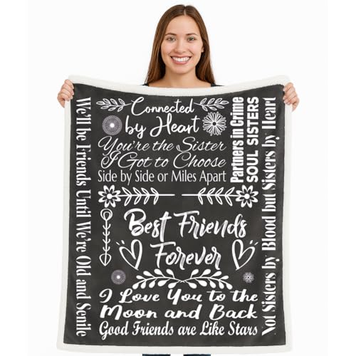 Piwaka Coperta per migliore amica, comoda, perfetta per le donne, regalo di compleanno premuroso per le donne, mostra il tuo amore con questa coperta dell'amicizia (pile Sherpa, grigio)
