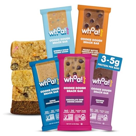 Whoa Dough Edible Cookie Dough - Certified Non-GMO, Kosher and Gluten Free Snacks - Healthy Snacks for Adults - Made With Real Ingredients - Snack On The Go - Variety 6 Pack