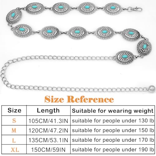 Image of Women's Concho Chain Belt Western Cowgirl Metal Waist Chain Belt for Dress