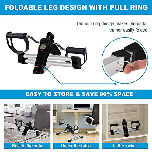 Tabeke Pedal Exerciser, Under Desk Bike Stationary Pedal Exerciser For Arm And Leg Workout, Portable Folding Sitting Desk Cycle #TOP2