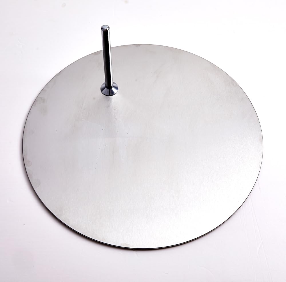 R39 Eurotondisplay Metallplatte für Schaufensterpuppen Silber Edelstahl Metall 39x39 cm 3,99 kg. Mit Fußdorn Rund