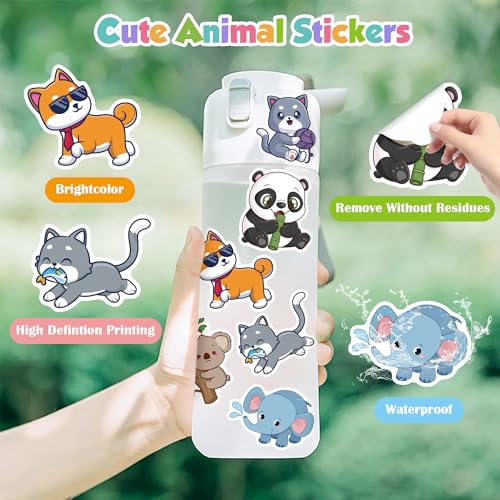 100 PCS Water Bottle Stickers for Kids,Cute Animal Aesthetic Sticker Pack - Vinyl Kawaii Stickers for Girls Boy Classroom Prizes,Party Favors for Scrapbook, Laptops, Journal - image 3