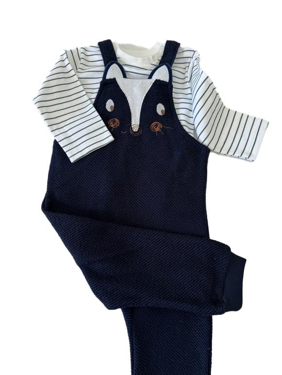 Wear Sierra Newborn Baby & Toddler Overalls - 2 Piece Set with Stripes Long Sleeve Shirt - Both little boys & girls
