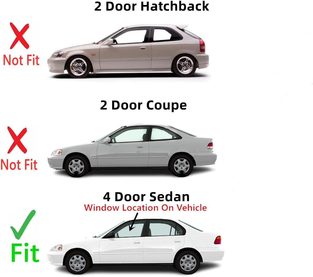 Driver Left Side Front Door Window Door Glass Compatible with Honda Civic 4 Door Sedan 1996-2000 Models