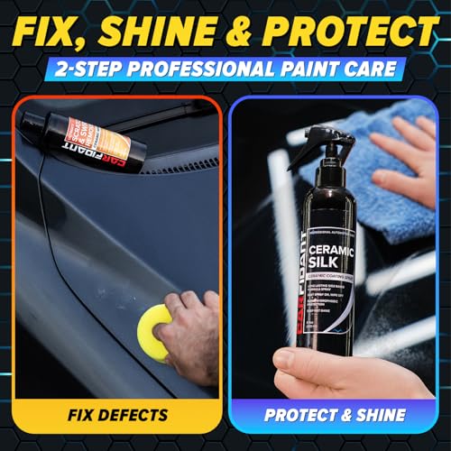 Image of Carfidant Scratch & Swirl Remover with Ceramic Silk - Car Scratch Remover for Vehicles Paint Repair with Ceramic Coating Spray - Polishing & Washing Kits with Applicator Pad & Microfiber Towel