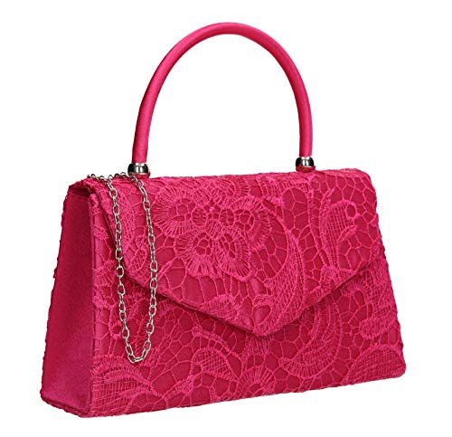 SwankySwans Kendall Pochette élégante en dentelle pour femme, Rose (Fuschia), Taille unique
