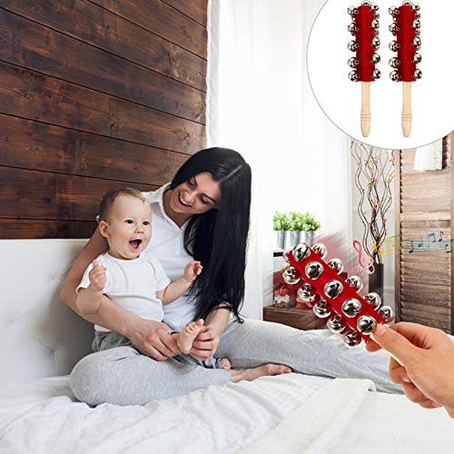 Ibasenice Instruments Hand Bell 2Pcs Sleigh Bells Jingler Bell Stick Plaything Kids Jingler Bell Stick Toy Jingler Bell Stick Instrument Jingle Bells Percussion Shakers Musical Instruments Hand Bell #TOP4