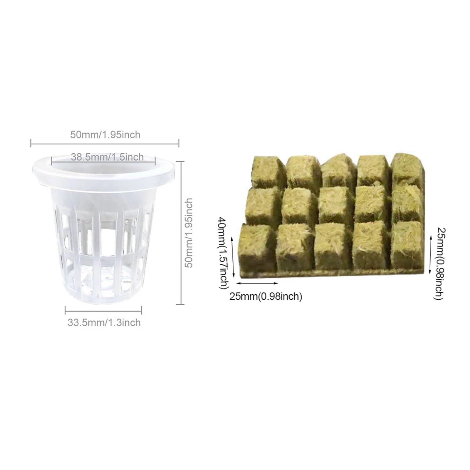 Kostki do uprawy roślin z wełny， Akcesoria Zestaw hydroponiczny DIY Kubki szczelinowe Uprawa roślin Wielofunkcyjny ogród domowy(White 50pcs)