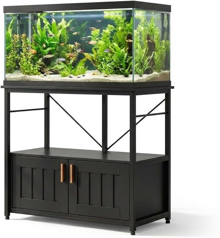 Garvee Aquarium-Unterschrank für 40-50 Gallonen (ca. 150-190 L), Aquarium-Unterschrank mit Aufbewahrungsschrank für Aquarienzubehör, Tragkraft: 660 lbs (ca. 300 kg), Schwarz