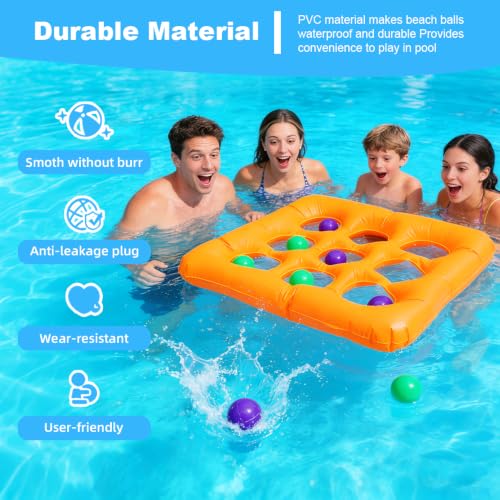 Pool Toys, Pool Tic Tac Toe Game with 10 Balls Outdoor Summer Swimming Pool Party, Beach Toys, Reusable Water Balloons Tic Tac Toe Game, for Teens Adults 2-10 Players — view 3