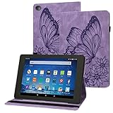 [Funda de cuero PU]: Funda Kindle Fire HD10 2017/2019 Hecho de cuero sintético PU de alta calidad con mano de obra exquisita La funda protectora compatible con la carcasa interior está hecha de TPU suave que evita daños por caídas accidentales y colisiones.