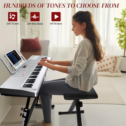 Image of Ktaxon 61 Key Keyboard Piano Electric Keyboard with Lighted Keys