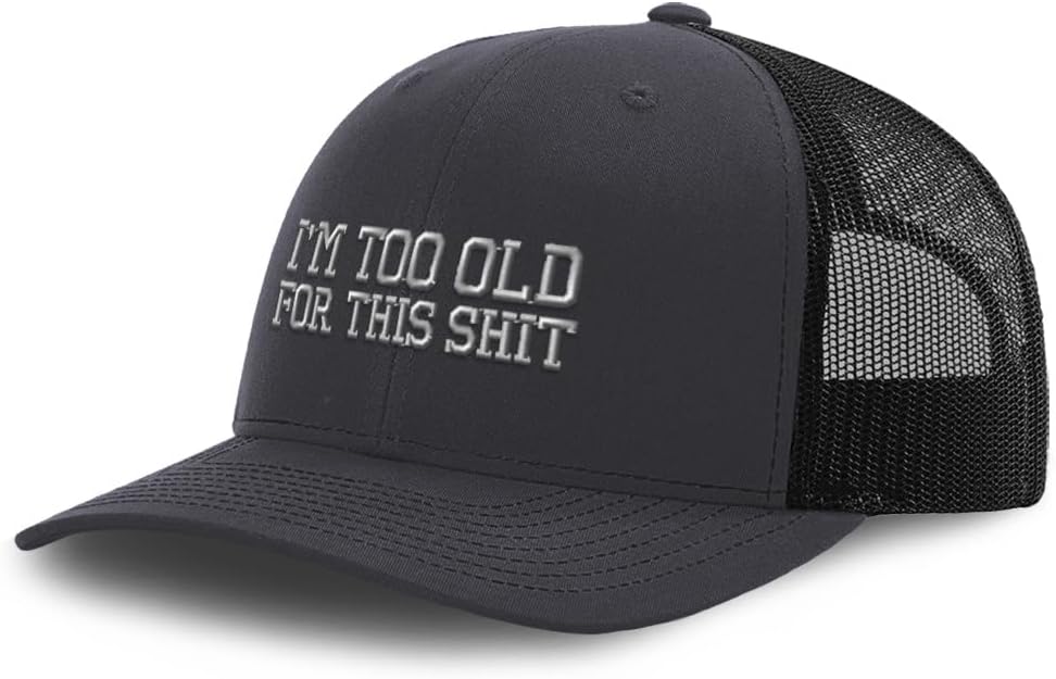 Speedy Pros Mesh Cap Hat Embroidered I'm Too Old for This Shit Embroidery Trucker Hats for Men & Women Cotton