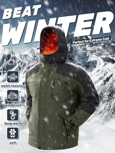 TACVASEN Herren Arbeitsjacke Winter Angeljacke Übergangsjacke Regenjacke Outdoorjacke Wasserdicht Atmungsaktiv Winddicht, Armeegrün, L