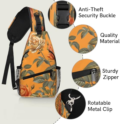 Sling bag unisex con estampado floral 7.9 x 3.5 x 14.2 pulgadas miniatura 3