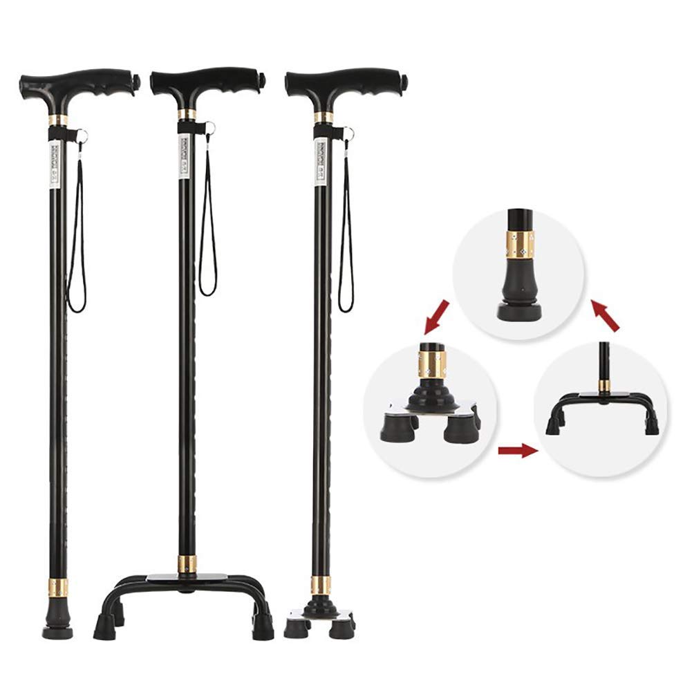 Bâton de marche aluminium pour senior canne ergonomique LED réglable