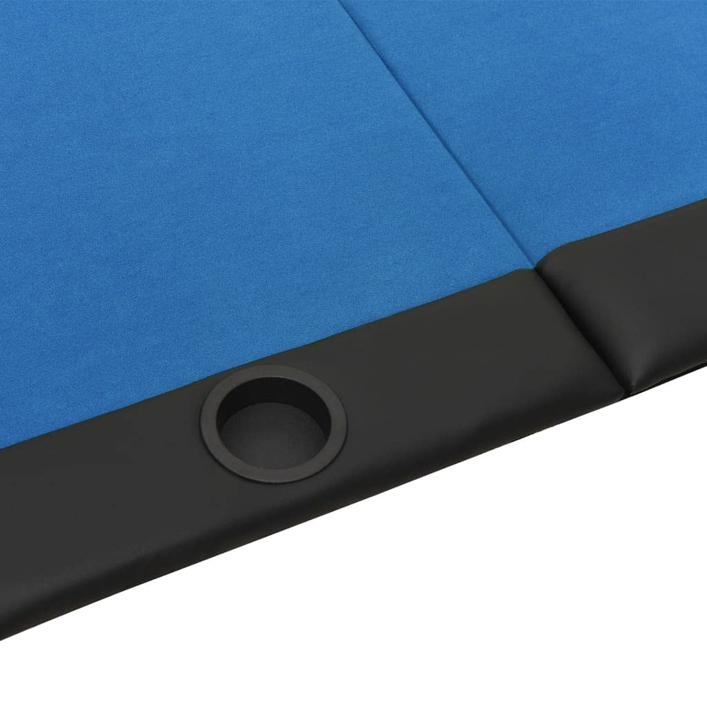 vidaXL Poker Tischauflage mit Getränkehaltern, Pokertischdecke für bis zu 10 Spieler, Klappbar, Blau