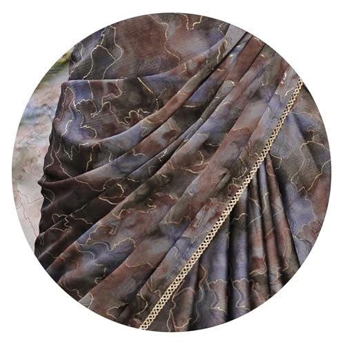Image of MIRCHI FASHION Saree for Woman Chiffon Colorblock with Foil Work | Shimmer Festive Women's Sari for Wedding Functions and Ceremonies