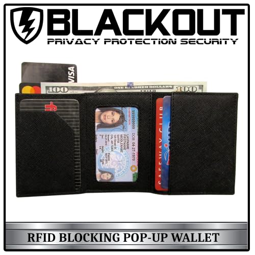 BLACKOUT RFID Blocking Pop Up Wallet Credit Card Holder With Secure Magnetic Closure