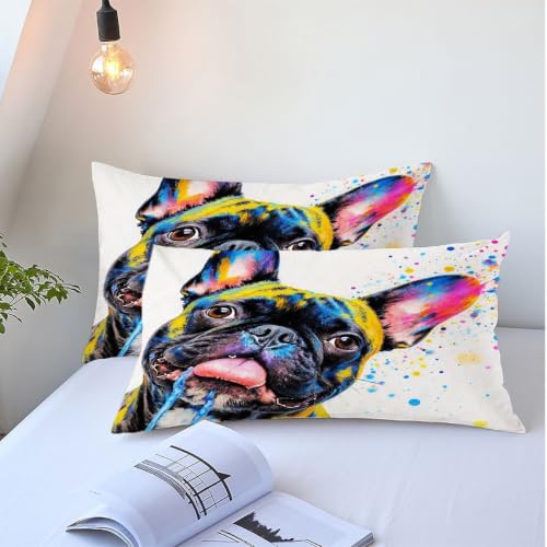 Housse de couette 90x190 cm chien 3D coloré lavable en machine sans repassage - 6