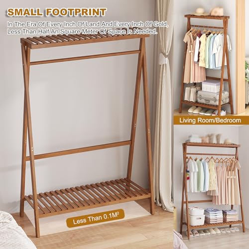 Perchero de madera maciza amarillo de 100 cm con barras verticales para ropa interior 6