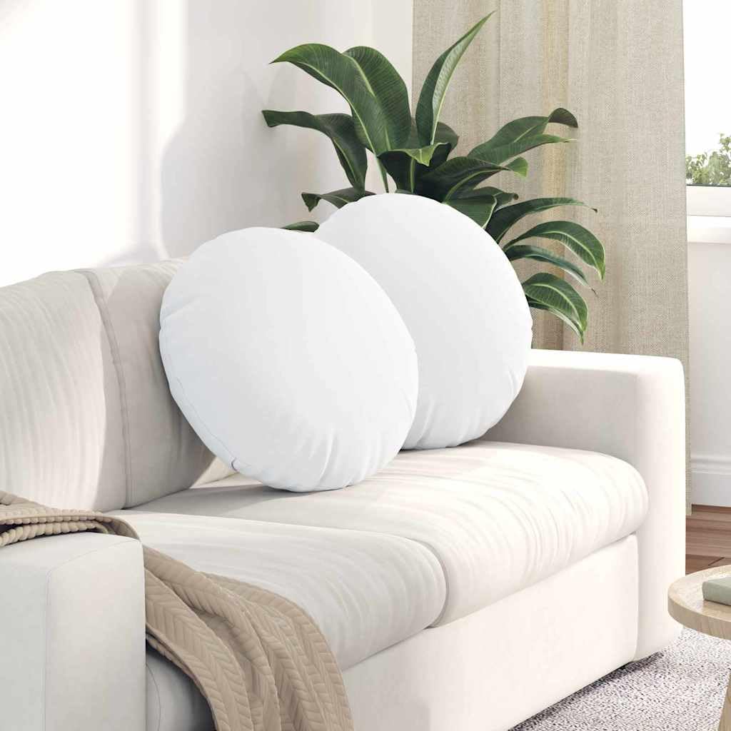 Coussins ronds blanc 50 cm rembourrage fibre doux lot de 2