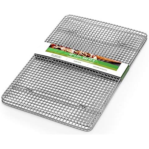 Spring Chef 100% Heavy Duty Stainless Steel Baking Rack & Cooling Rack, Oven Safe, 11.8 x 17 Inches, Set of 2, Fits Half Sheet Cookie Pan Cover