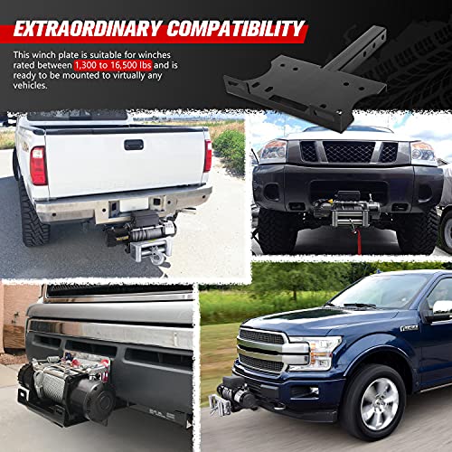 Fieryred Hitch Winch Mounting Plate With 2" Receiver, Trailer Winch Mount Bracket Fit For Atv Utv Truck #TOP7
