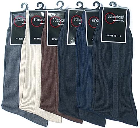 HS Men Dress Socks Plain Design (size 10-13) 5 Colors 6 Pairs