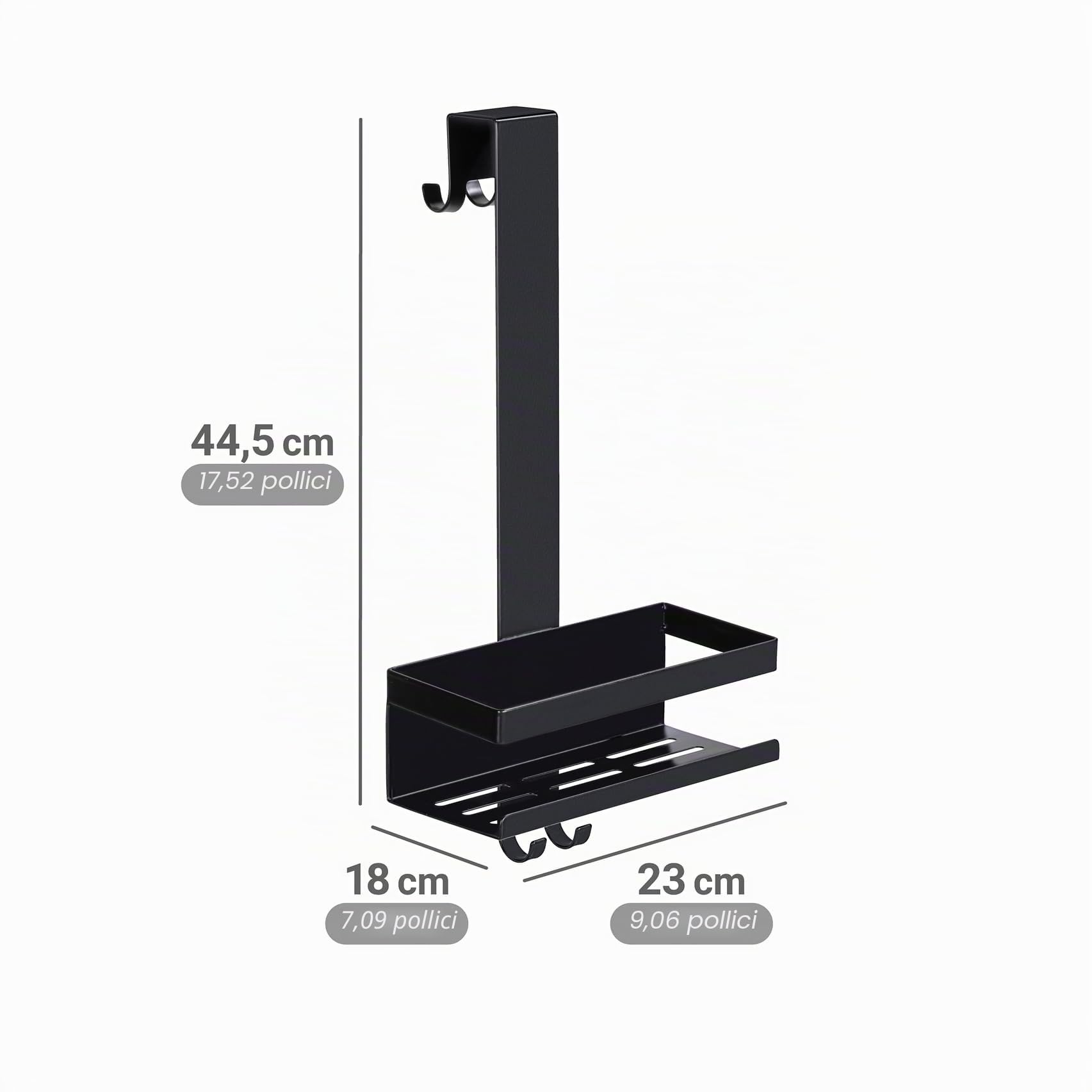 Wenko Mensola Doccia MOD. Bribano Uno portaoggetti sospeso Acciaio Inox Nero Opaco antiruggine per Box Doccia Montaggio Facile 23x44,5x18 cm
