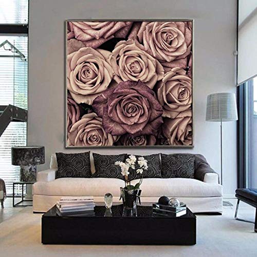 Affiches et Gravures Mur Toile Fleur Rose pour Habiller un Grand Mur Vide