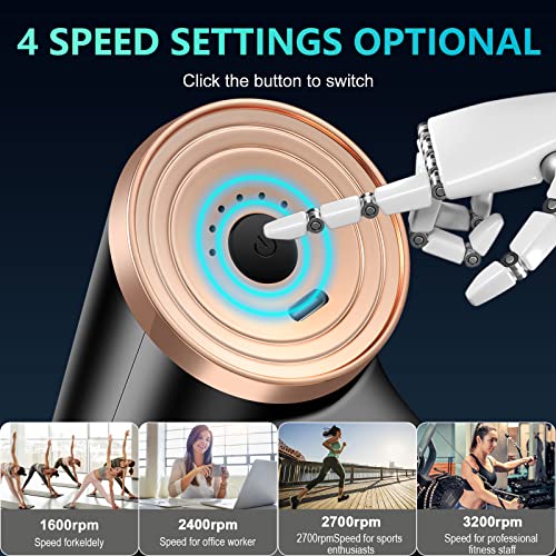 Mini Massage Gun Deep Tissue Percussion Massager For Muscle Relaxation And Neck Back Soreness Pain Relief -Including 4 Massage Heads #TOP1