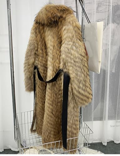 Women's Genuine Fox Fur Jacket Winter Coat Long Fuzzy Outerwear Turn-down Collar3