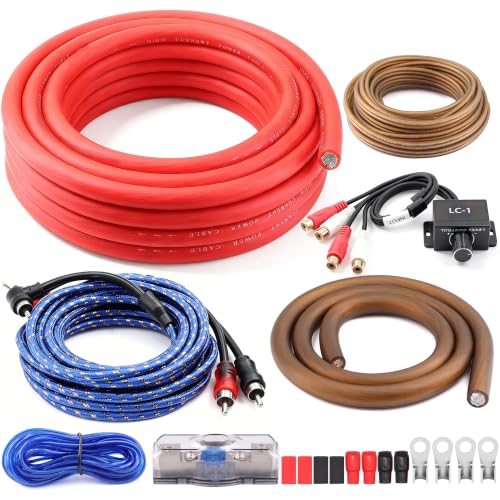 0 Gauge Amp Wiring Kit 3000W Complete Amplifier Kit with Bass Control Knob