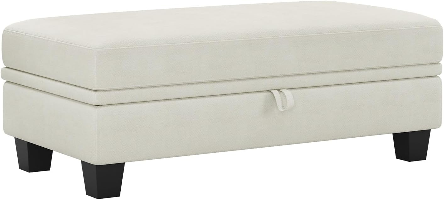 Belffin 45.9" Storage Ottoman Bench Oversized Ottoman for Footrest Upholstered Entryway Bench with Seating for Bedroom, Living Room. Dark Grey