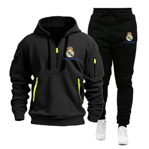 MAUXpIAO Hombres/mujeres Rěǎī-Mǎdrid algodón sudadera con capucha pantalones traje ropa deportiva clásica ropa casual para correr gimnasio/a3/L