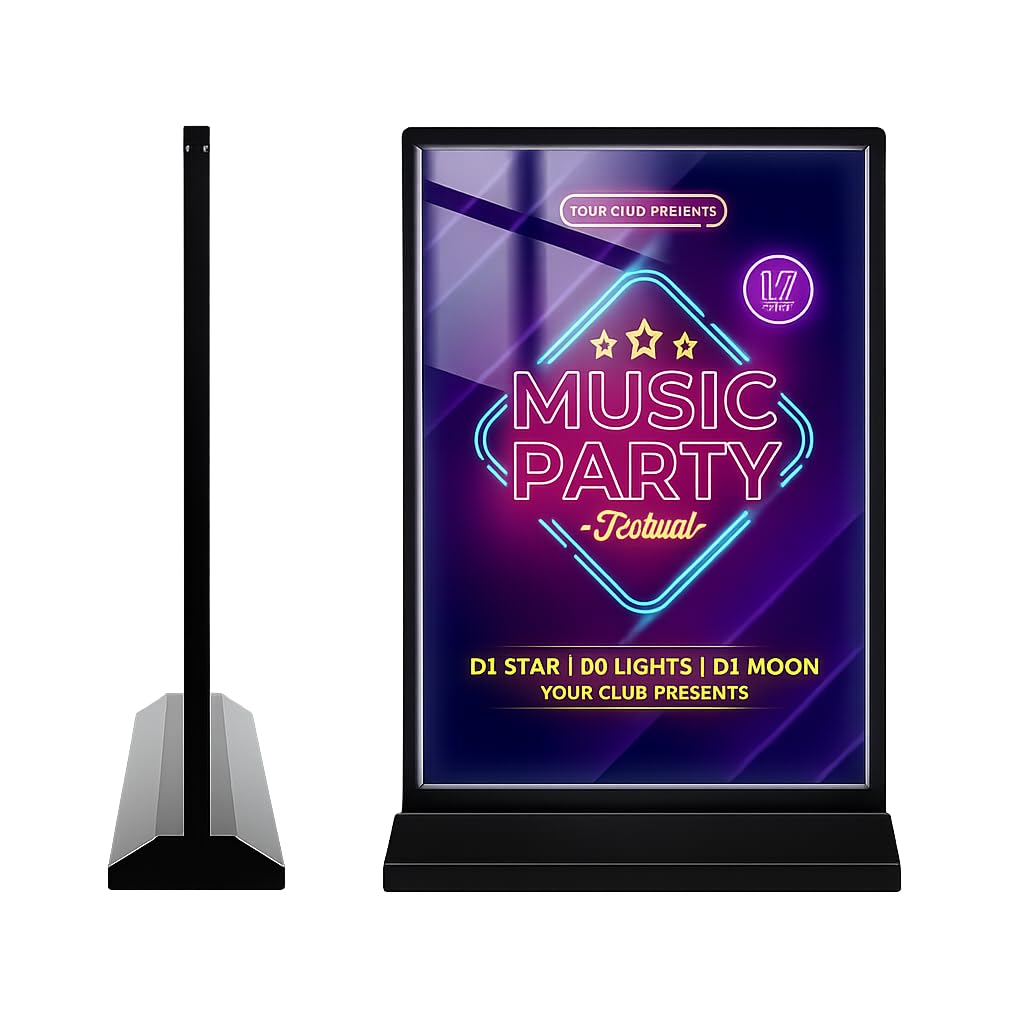 Abs Sign Holder Table Sign Holder Double Sided A4 Size Clear Plastic Desktop Display Holder Menu Stand Sign Holders for School, Office, Hotel, Party (NO LED and NO Battery Not A Light Box)