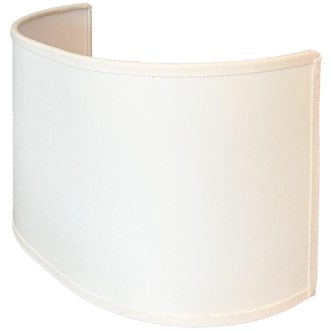 Ventolina diametro 30 cm. OVALE attacco E27 mezzo paralume classico ventola bianco avorio in cotone semitonda veletta semiluna per lampada parte di ricambio lampada da tavolo classica