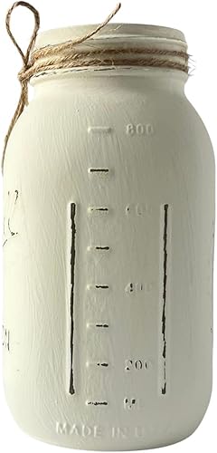 Miniatura 8 de Centro de mesa blanco roto, centro de mesa de tarro de masón marfil para decoración de mesa de boda, decoración de tarro de masón pintado y