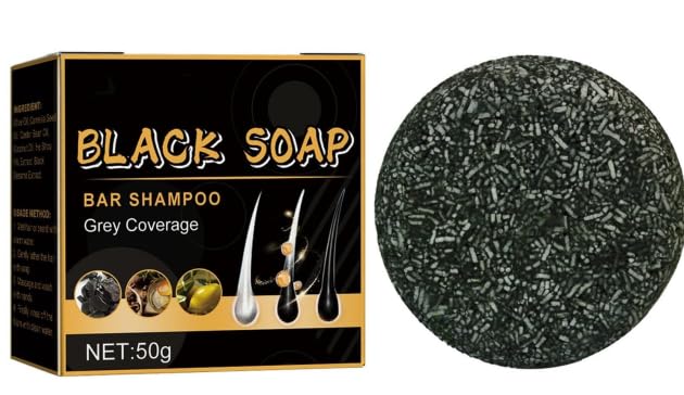 Jabón de Pelo Negro,Jabón para Oscurecer el Cabello,Jabón Champú para el Cuidado del Cabello,Jabón de Depilación Gris Natural,Jabón de Champú Anticaída,Barra De Jabón Para Cabello Negro Cubierta Gris